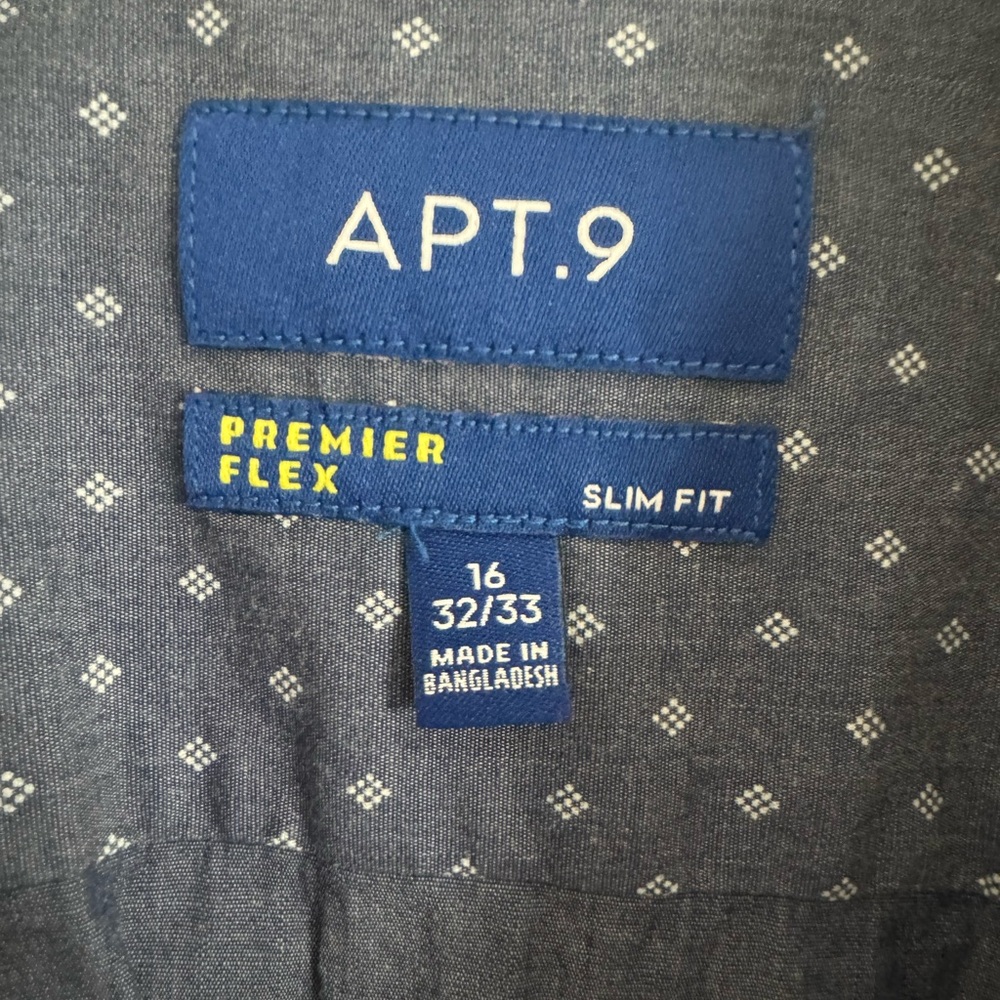 Apt.9 Navy Slim Fit Shirt with White Micro-Dot Pattern